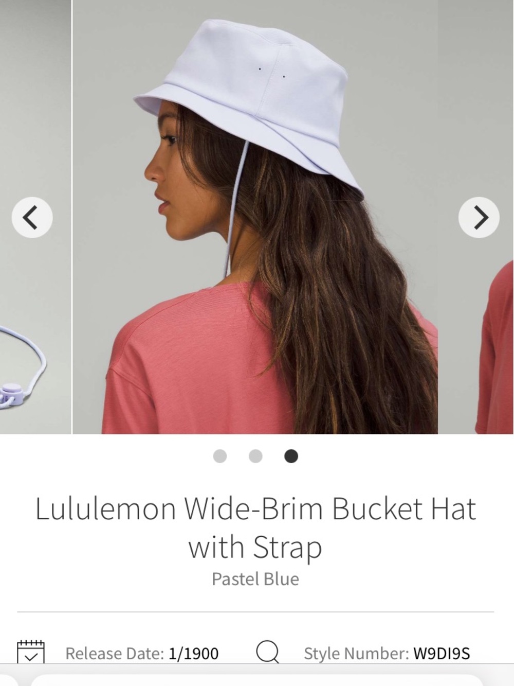 lululemon athletica Pastel Blue Wide-Brim Bucket Hat with Chin Strap $48